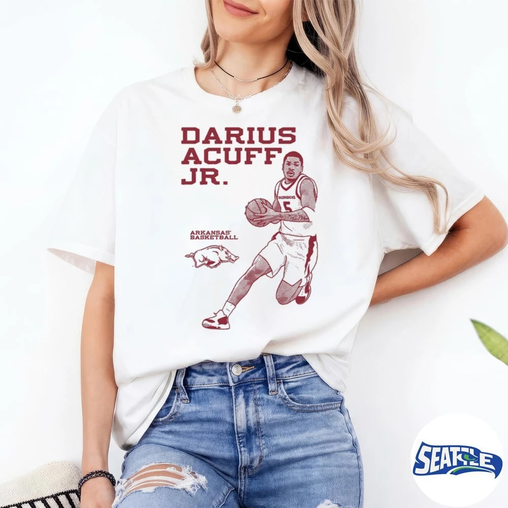 Official Darius Acuff Jr. Monochrome Arkansas Razorbacks Basketball t-shirt