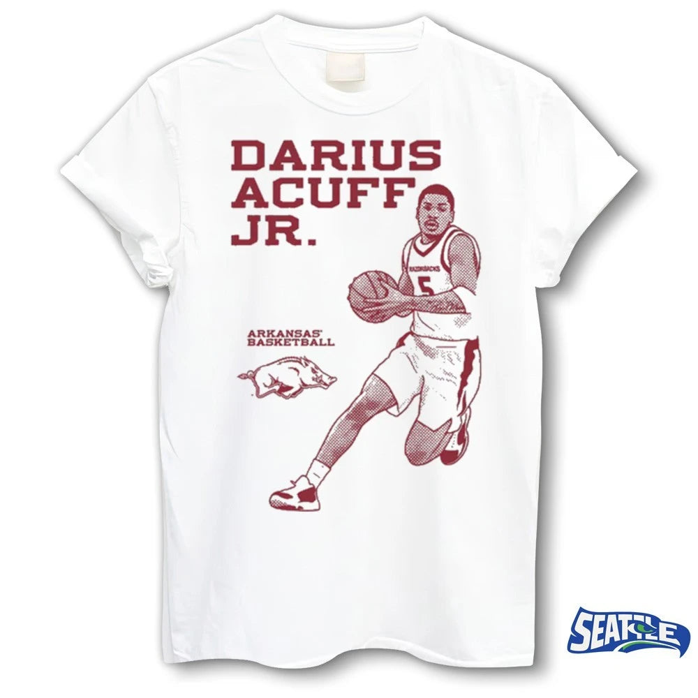Official Darius Acuff Jr. Monochrome Arkansas Razorbacks Basketball t-shirt