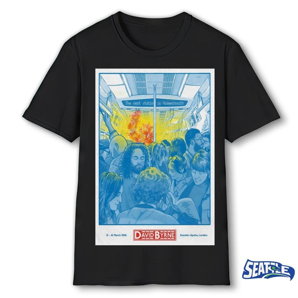 Official David Byrne Tour Eventim Apollo London UK On March 15-16 2026 Poster t-shirt
