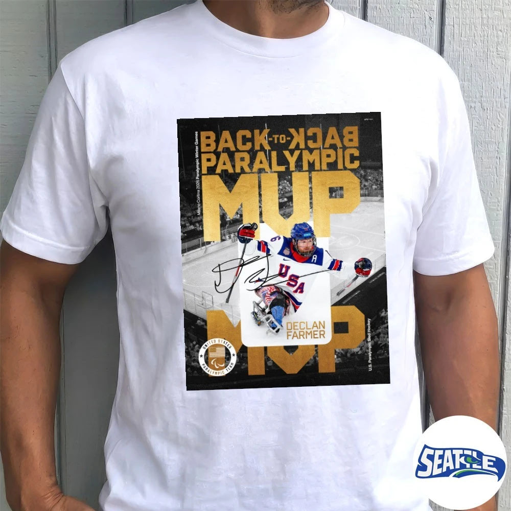 Official Declan Farmer Back To Back Paralympic MVP Milano Cortina 2026 Signature Poster t-shirt