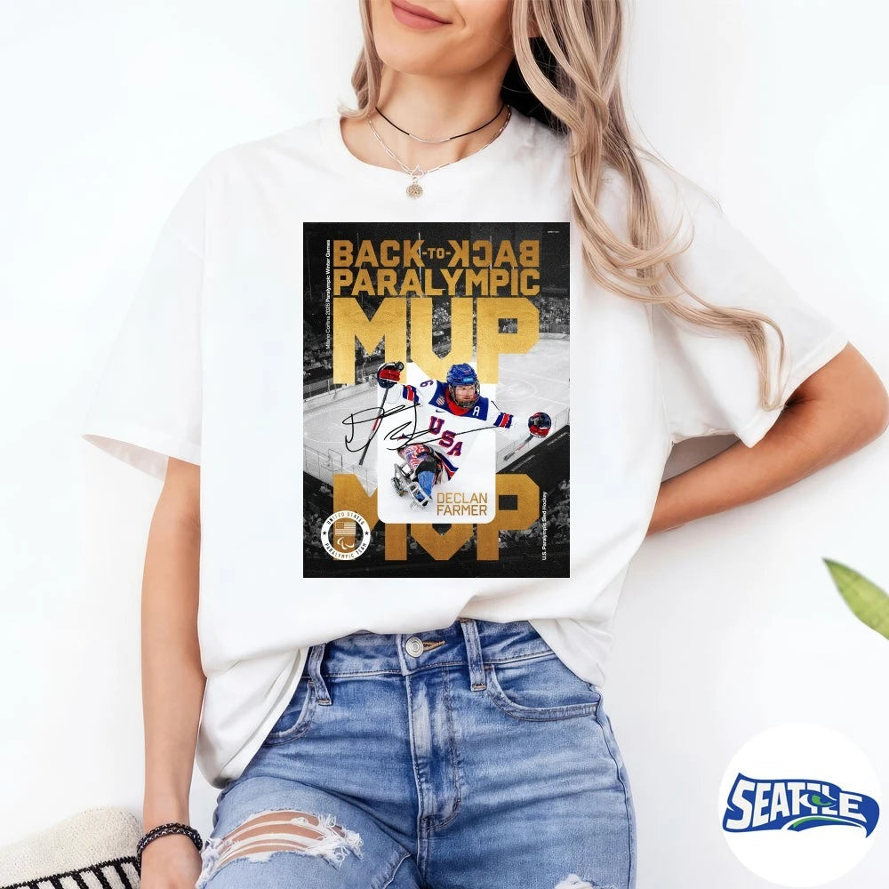 Official Declan Farmer Back To Back Paralympic MVP Milano Cortina 2026 Signature Poster t-shirt