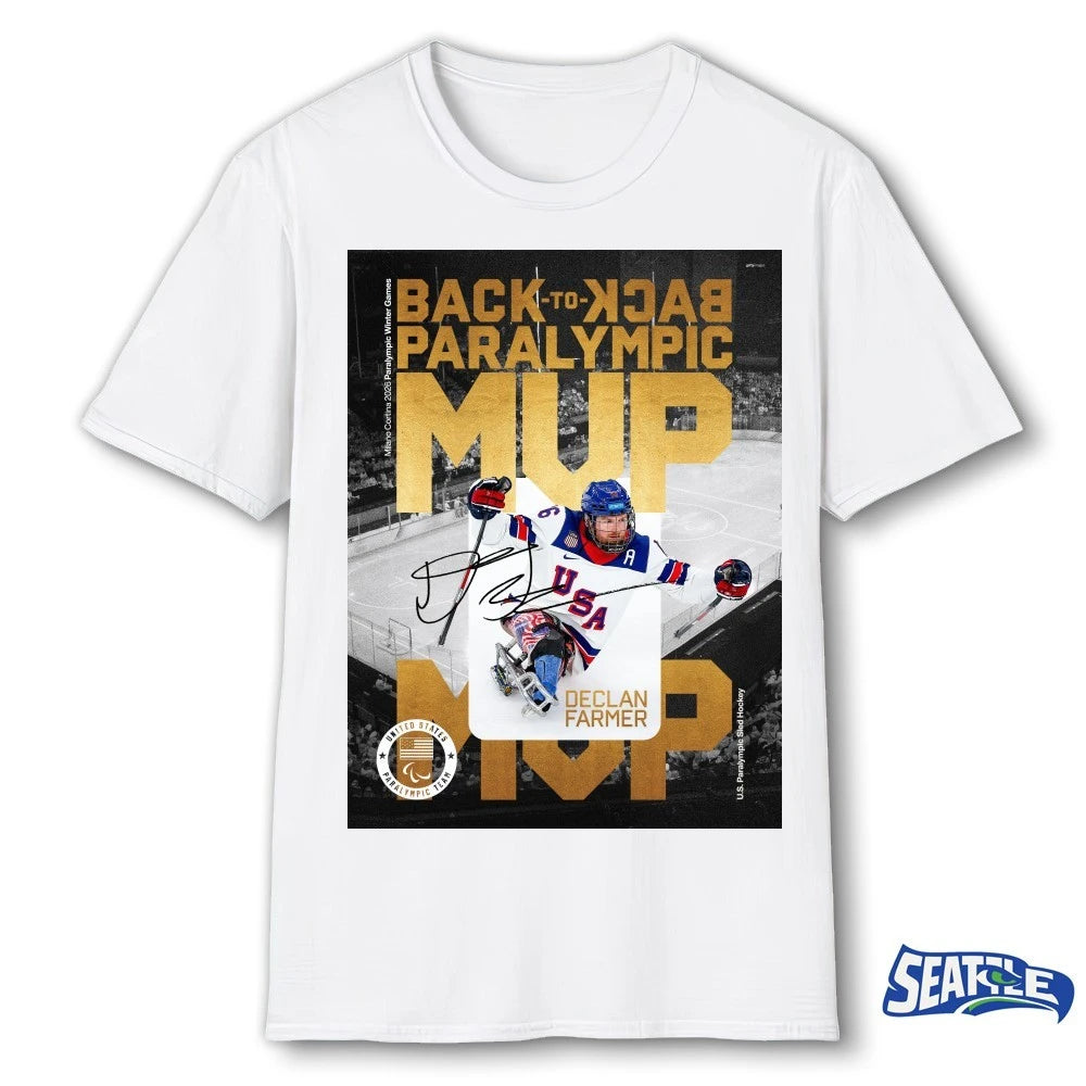 Official Declan Farmer Back To Back Paralympic MVP Milano Cortina 2026 Signature Poster t-shirt