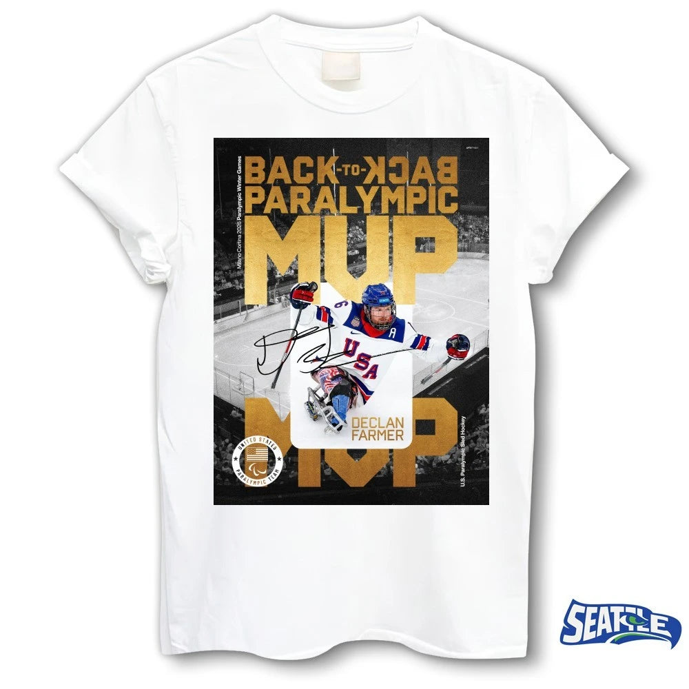 Official Declan Farmer Back To Back Paralympic MVP Milano Cortina 2026 Signature Poster t-shirt