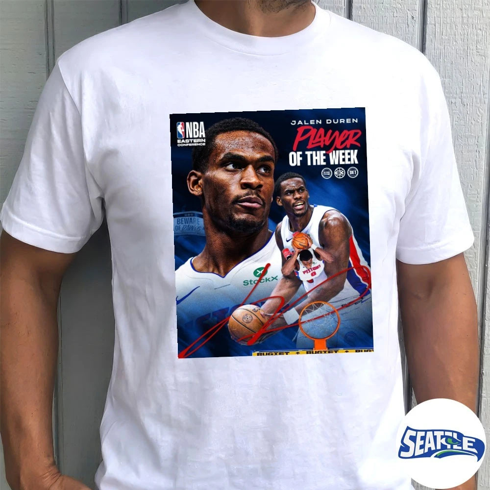 Official Detroit Pistons Jalen Duren Eastern Conference Player Of The Week Signature Poster t-shirt