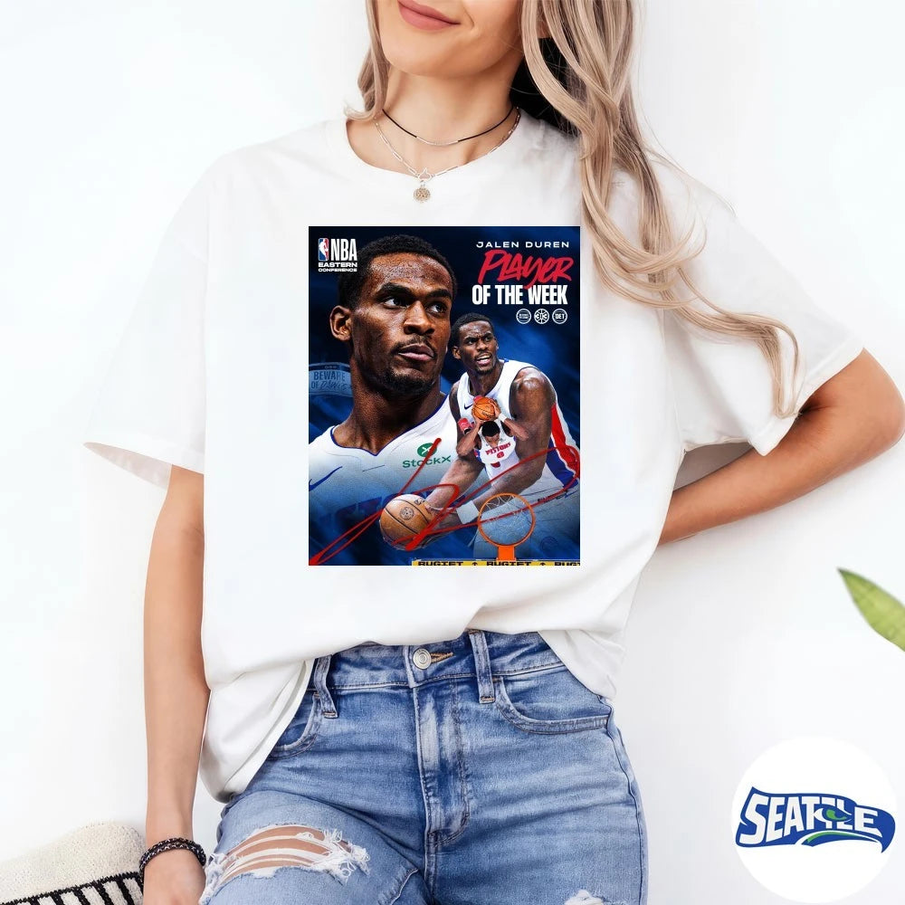 Official Detroit Pistons Jalen Duren Eastern Conference Player Of The Week Signature Poster t-shirt