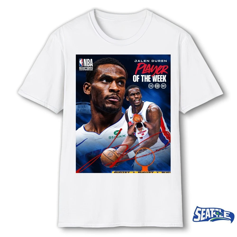 Official Detroit Pistons Jalen Duren Eastern Conference Player Of The Week Signature Poster t-shirt