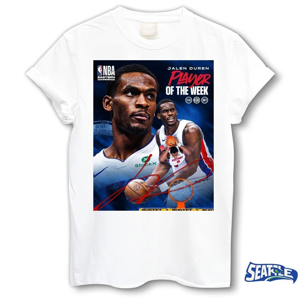 Official Detroit Pistons Jalen Duren Eastern Conference Player Of The Week Signature Poster t-shirt