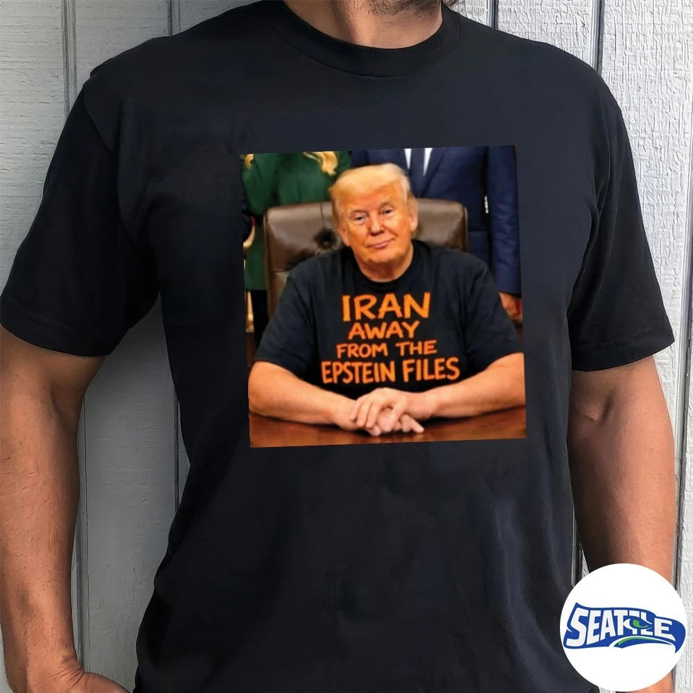 Official Donald Trump Wearing Iran Away From The Epstein Files t-shirt