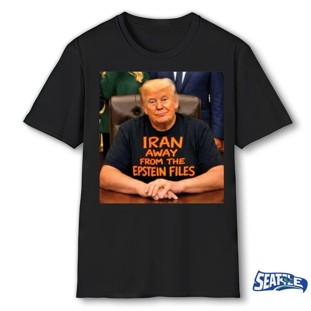 Official Donald Trump Wearing Iran Away From The Epstein Files t-shirt