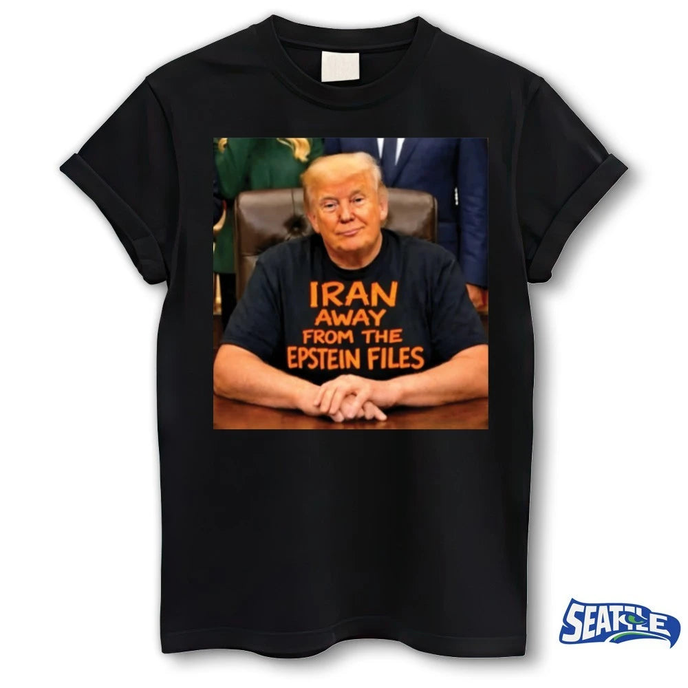 Official Donald Trump Wearing Iran Away From The Epstein Files t-shirt
