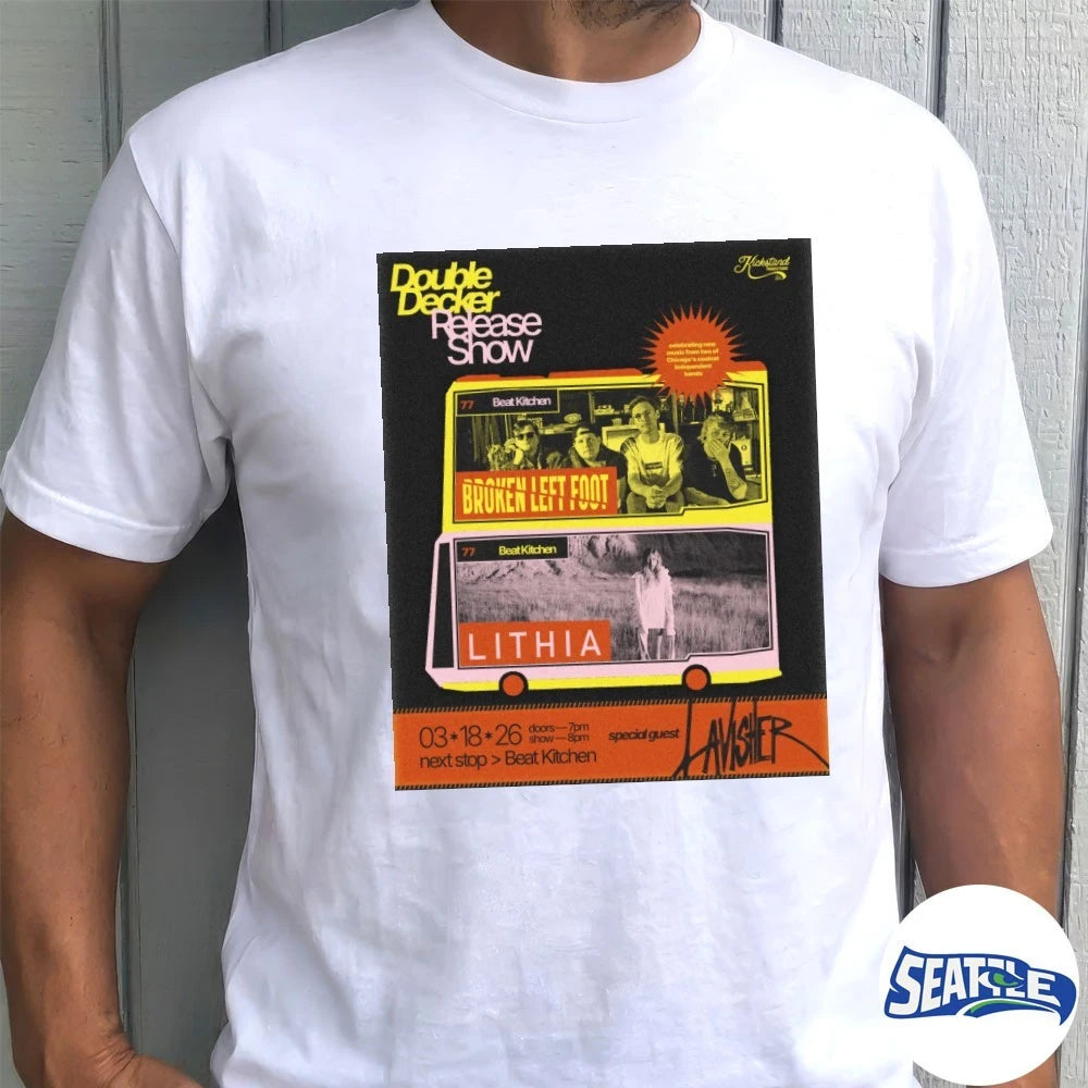 Official Double Decker Release Show Broken Left Foot March 18 2026 Poster t-shirt