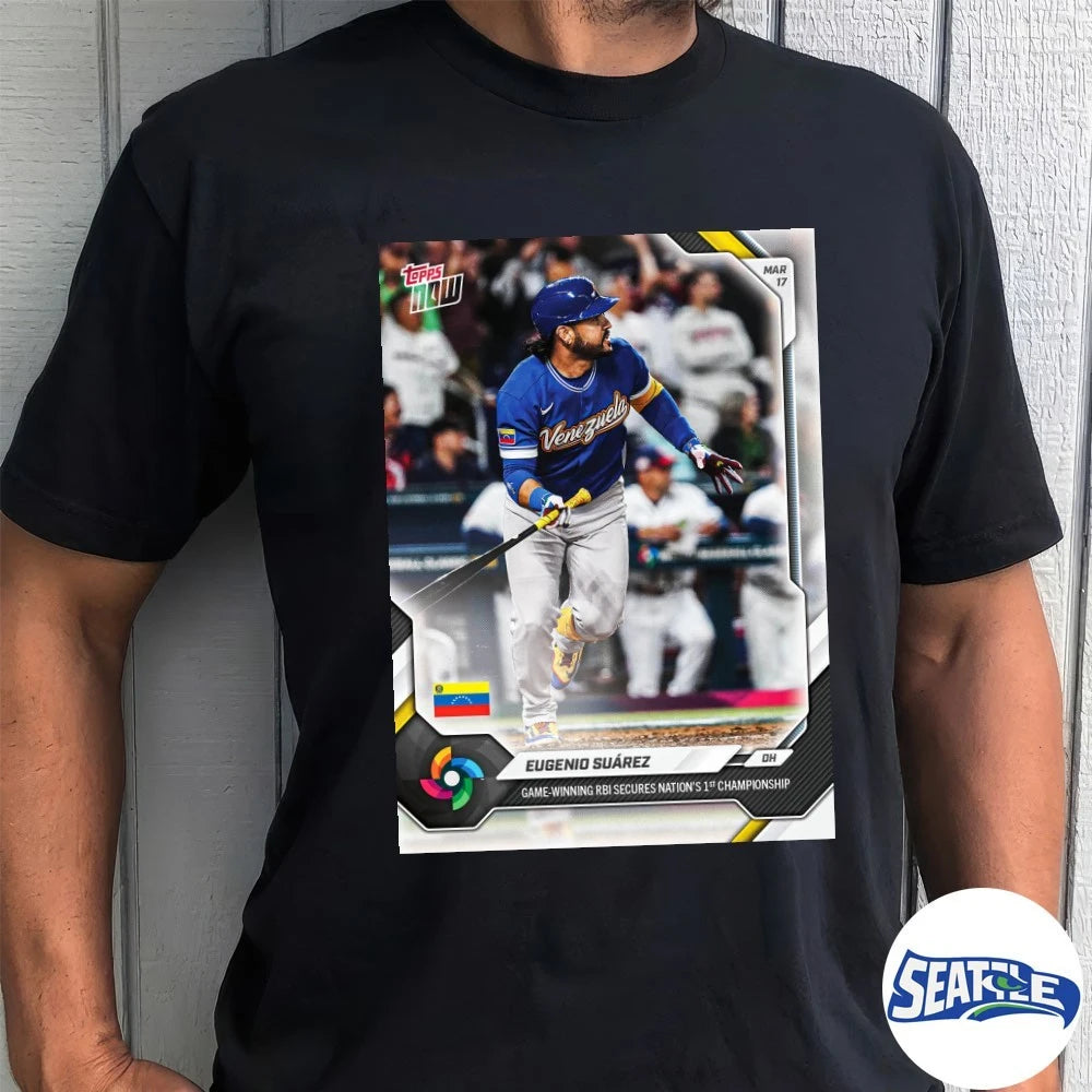 Official Eugenio Suárez Game-Winning RBI Secures Nation’s 1st Championship 2026 World Baseball Classic Topps NOW Card t-shirt