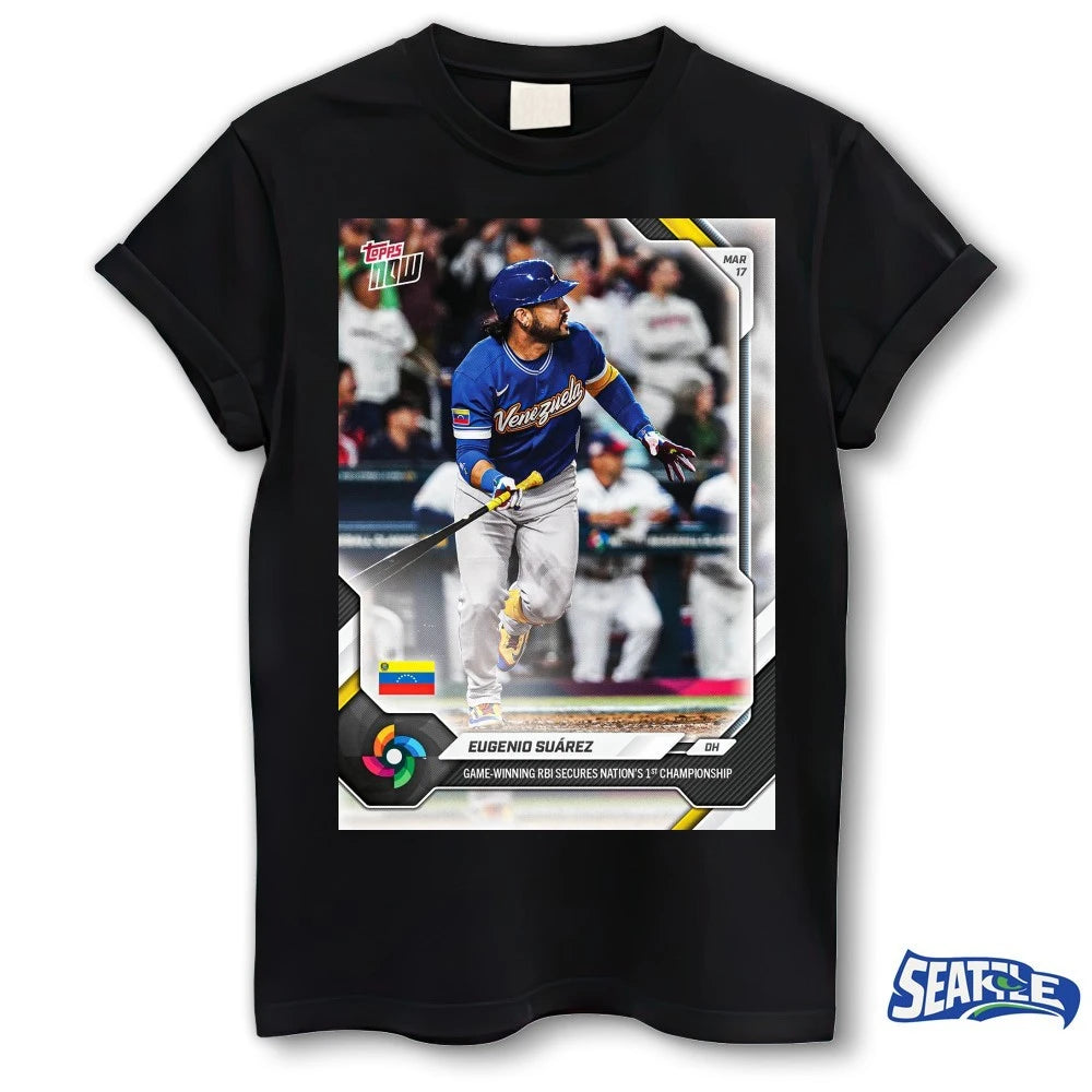 Official Eugenio Suárez Game-Winning RBI Secures Nation’s 1st Championship 2026 World Baseball Classic Topps NOW Card t-shirt