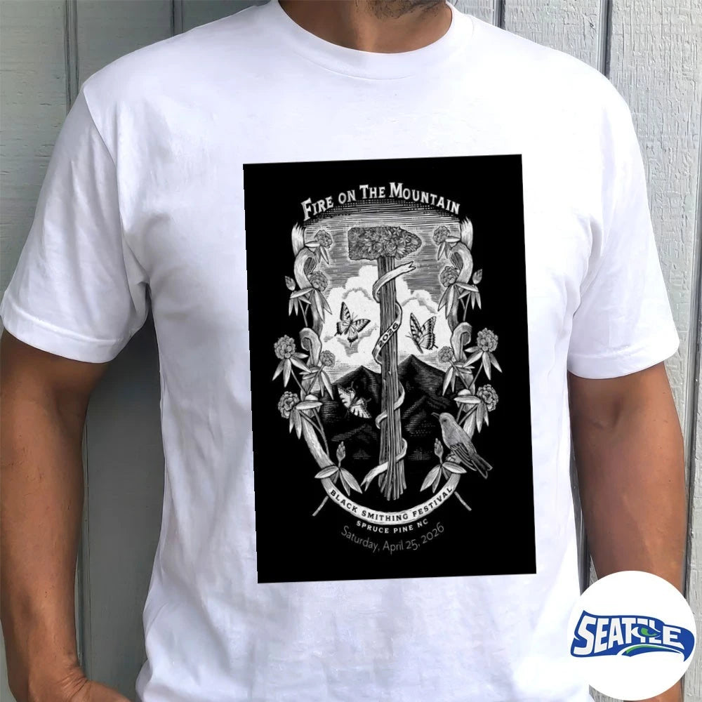 Official Fire On the Mountain Festival Spruce Pine NC April 25 2026 Poster t-shirt