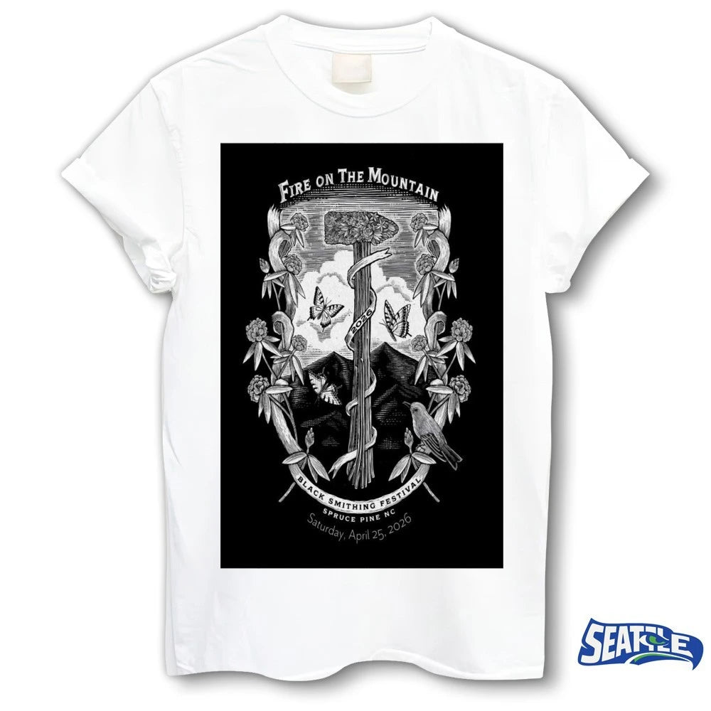 Official Fire On the Mountain Festival Spruce Pine NC April 25 2026 Poster t-shirt