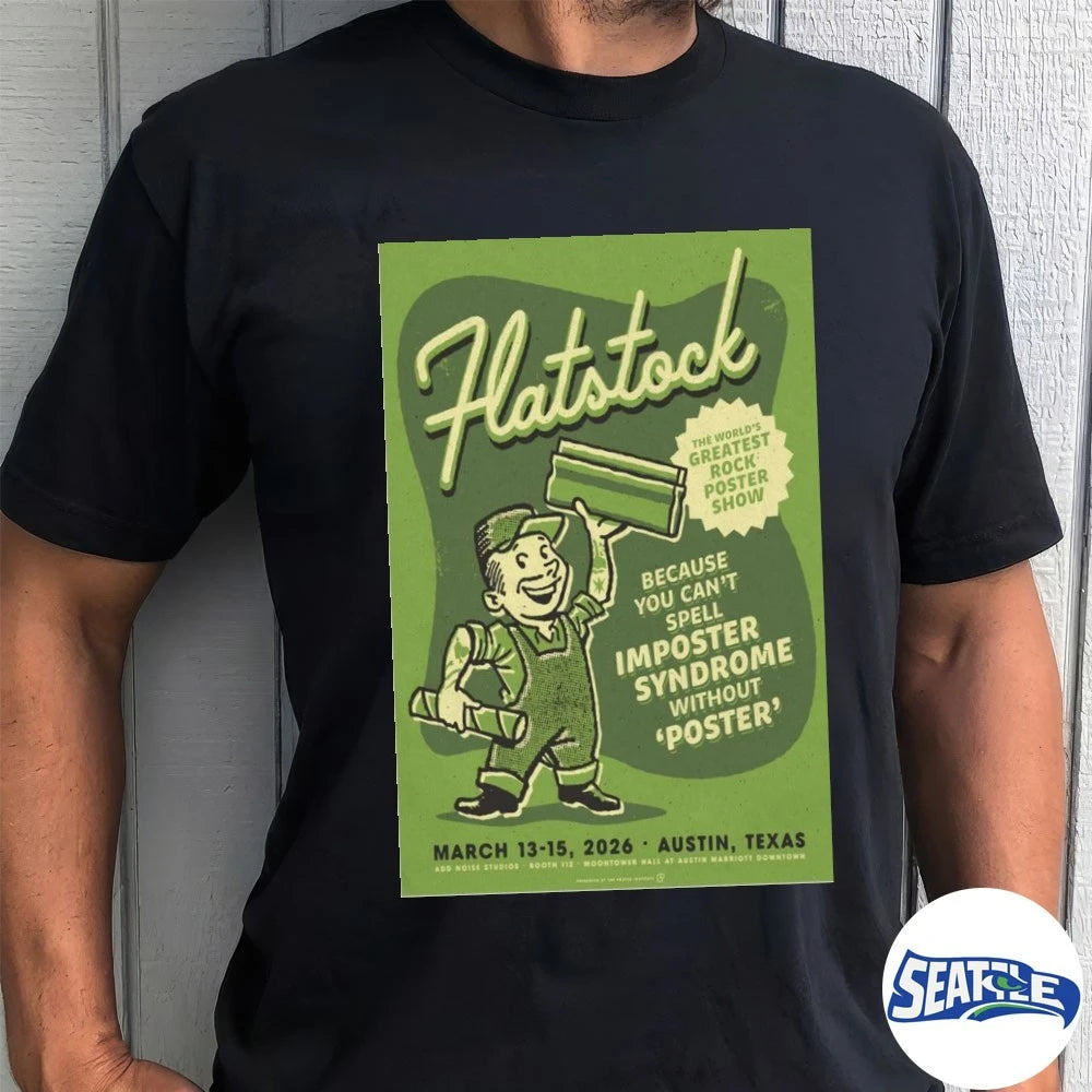 Official Flatstock Austin TX March 13-15 2026 The World’s Greatest Rock Show Poster t-shirt