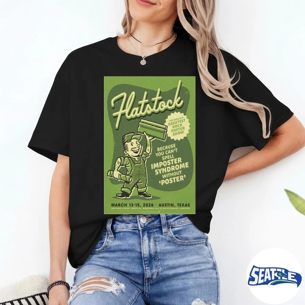 Official Flatstock Austin TX March 13-15 2026 The World’s Greatest Rock Show Poster t-shirt
