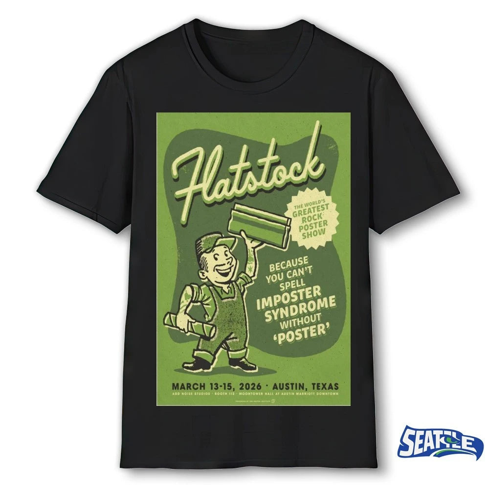 Official Flatstock Austin TX March 13-15 2026 The World’s Greatest Rock Show Poster t-shirt