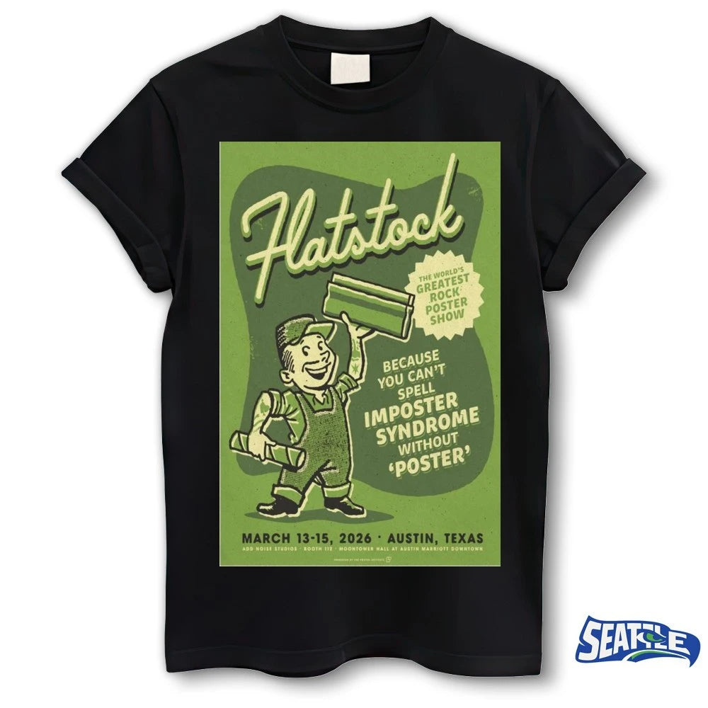 Official Flatstock Austin TX March 13-15 2026 The World’s Greatest Rock Show Poster t-shirt