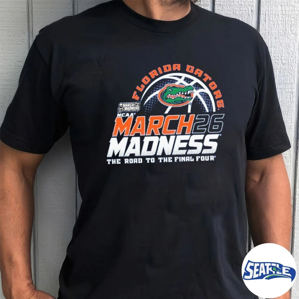 Official Florida Gators 2026 NCAA March Madness Road To The Final Four Back To Back No 1 Seed South Region t-shirt
