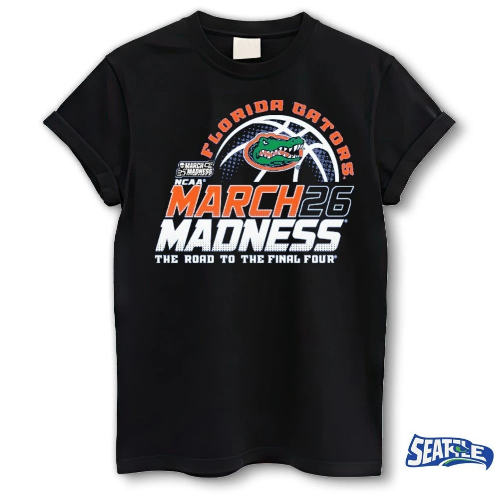 Official Florida Gators 2026 NCAA March Madness Road To The Final Four Back To Back No 1 Seed South Region t-shirt