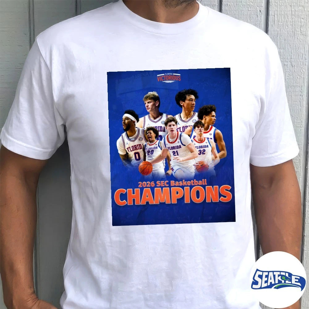 Official Florida Gators 2026 SEC Basketball Champions Florida Victorious Poster t-shirt