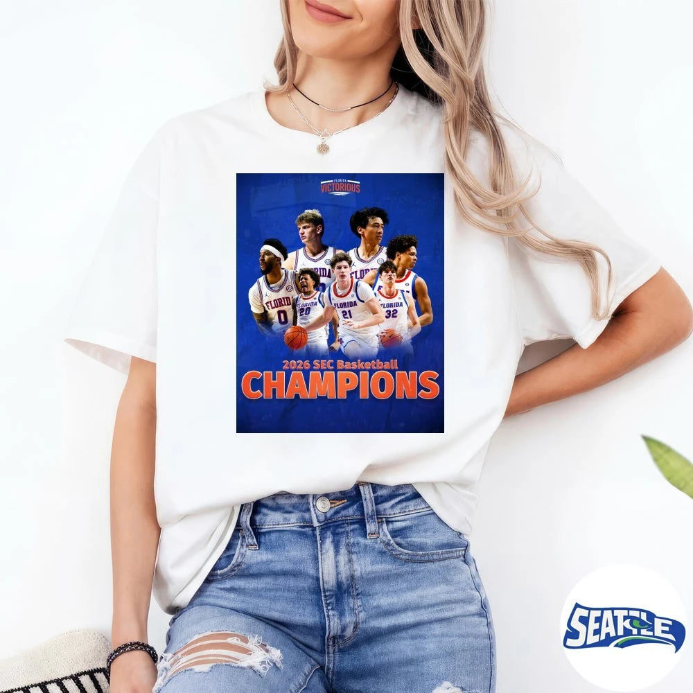 Official Florida Gators 2026 SEC Basketball Champions Florida Victorious Poster t-shirt