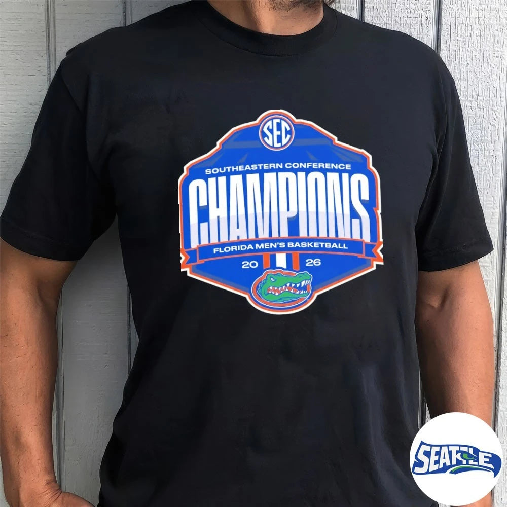 Official Florida Gators Men’s Basketball SEC Southeastern Conference Champions 2026 Logo t-shirt