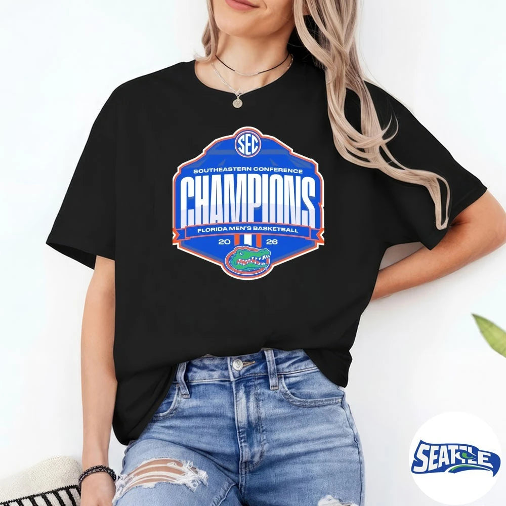 Official Florida Gators Men’s Basketball SEC Southeastern Conference Champions 2026 Logo t-shirt