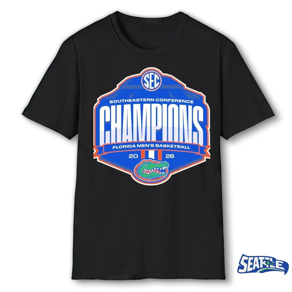 Official Florida Gators Men’s Basketball SEC Southeastern Conference Champions 2026 Logo t-shirt