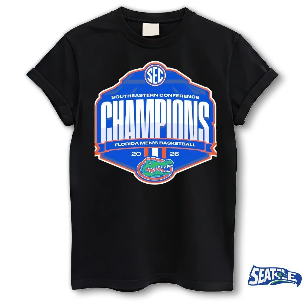 Official Florida Gators Men’s Basketball SEC Southeastern Conference Champions 2026 Logo t-shirt