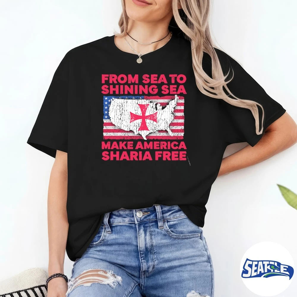Official From Sea To Shining Sea Make America Sharia Free t-shirt