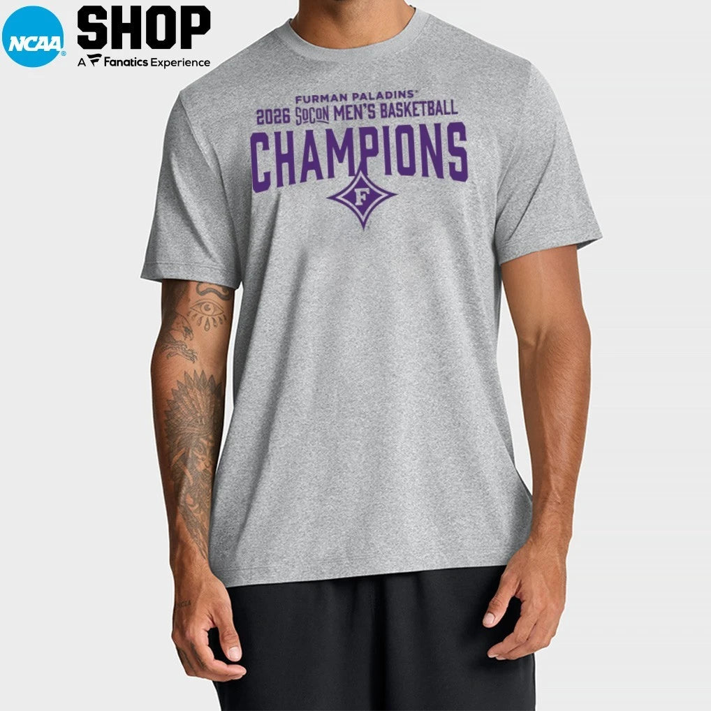 Official Furman Paladins Men’s Basketball 2026 SoCon Tournament Champions T-Shirt