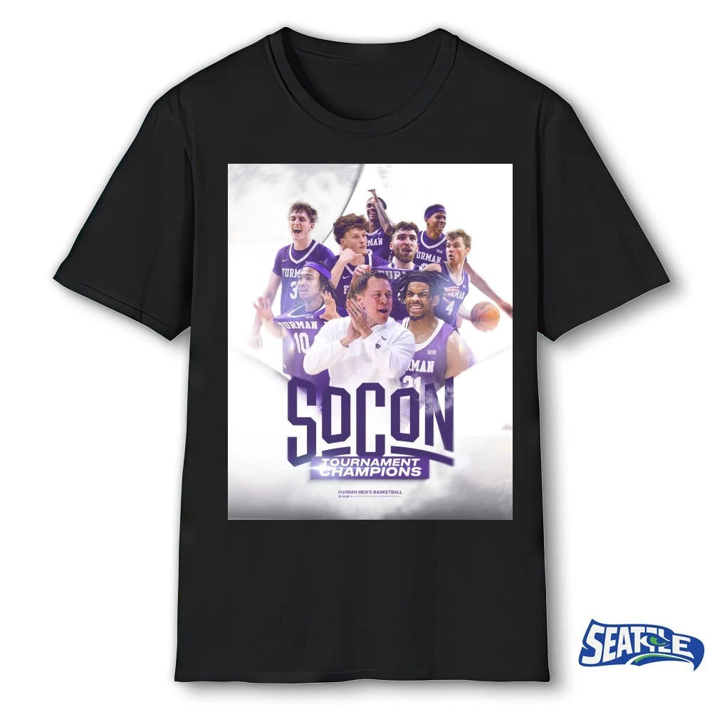 Official Furman Paladins Men’s Basketball SoCon Tournament Champions 2026 Poster t-shirt