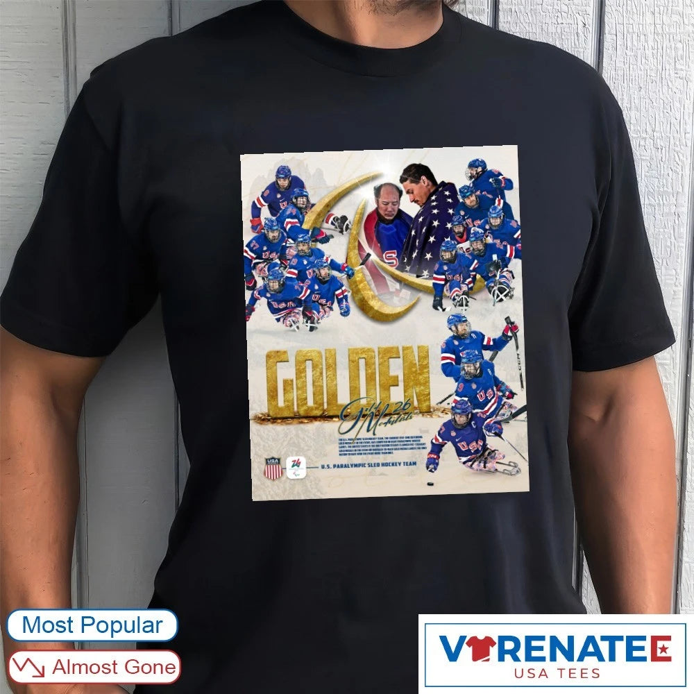 Official Golden Medalist The U.S. Paralympic Sled Hockey Team 2026 Winter Paralympic Games Poster T-Shirt
