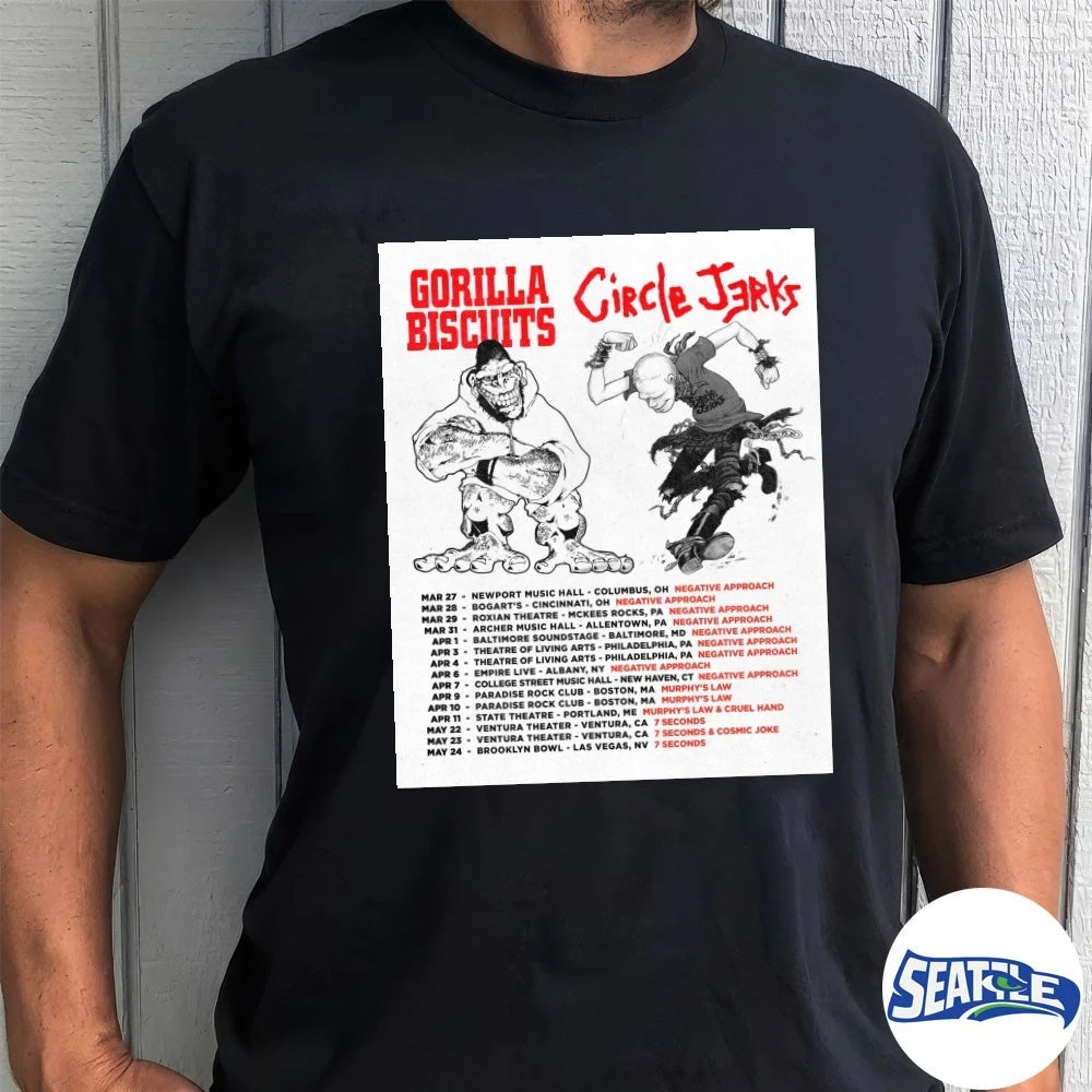 Official Gorilla Biscuits and Circle Jerks March 27 – May 24 2026 Poster t-shirt