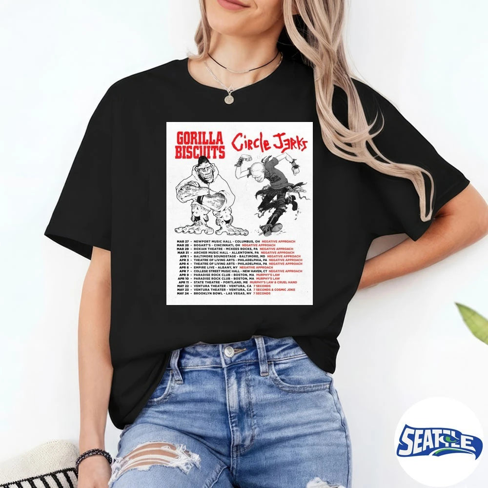 Official Gorilla Biscuits and Circle Jerks March 27 – May 24 2026 Poster t-shirt