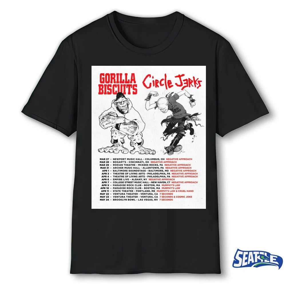 Official Gorilla Biscuits and Circle Jerks March 27 – May 24 2026 Poster t-shirt