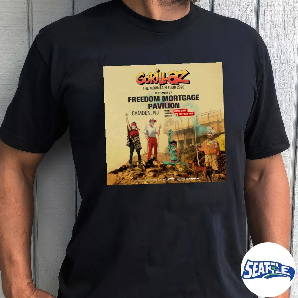 Official Gorillaz The Mountain Tour 2026 September 27 Freedom Mortgage Pavilion Camden NJ Poster t-shirt