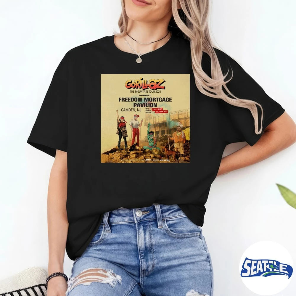 Official Gorillaz The Mountain Tour 2026 September 27 Freedom Mortgage Pavilion Camden NJ Poster t-shirt
