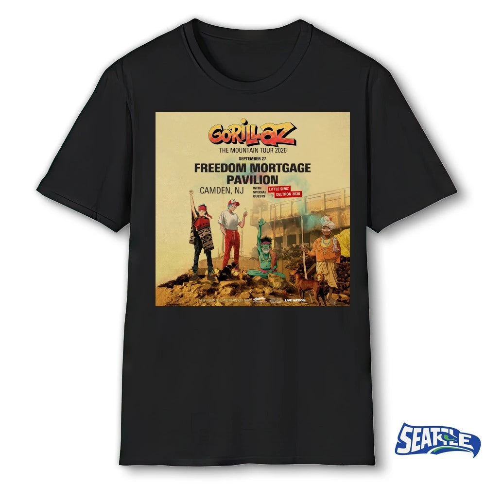 Official Gorillaz The Mountain Tour 2026 September 27 Freedom Mortgage Pavilion Camden NJ Poster t-shirt
