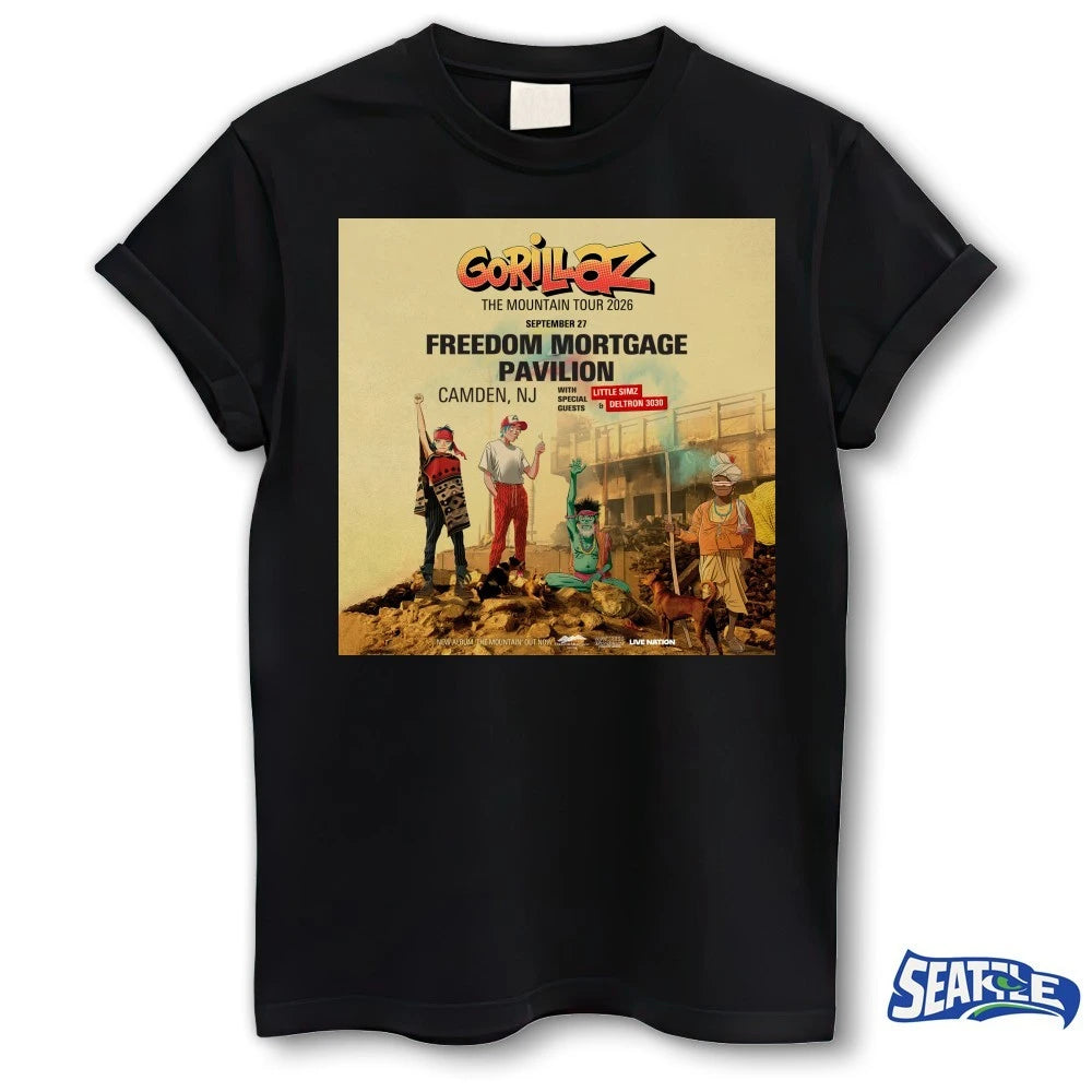 Official Gorillaz The Mountain Tour 2026 September 27 Freedom Mortgage Pavilion Camden NJ Poster t-shirt