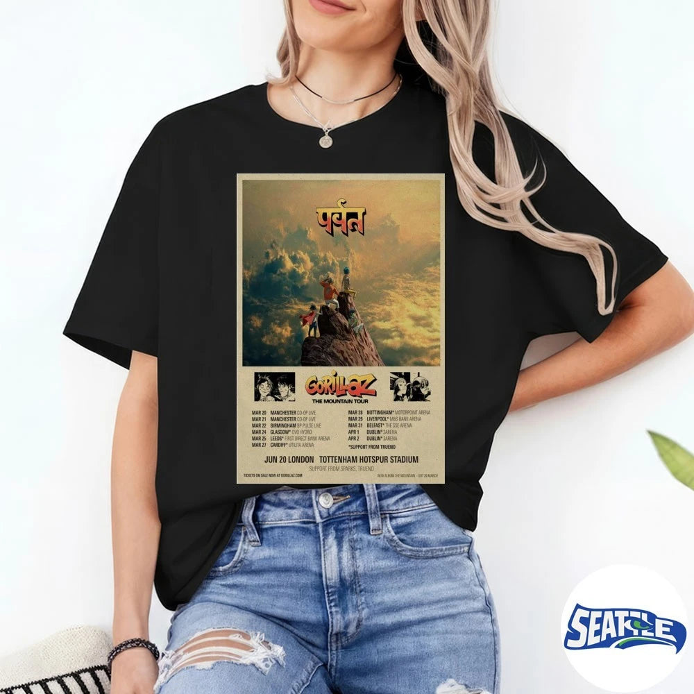Official Gorillaz The Mountain Tour June 20 2026 Tottenham Hotspur Stadium Poster t-shirt