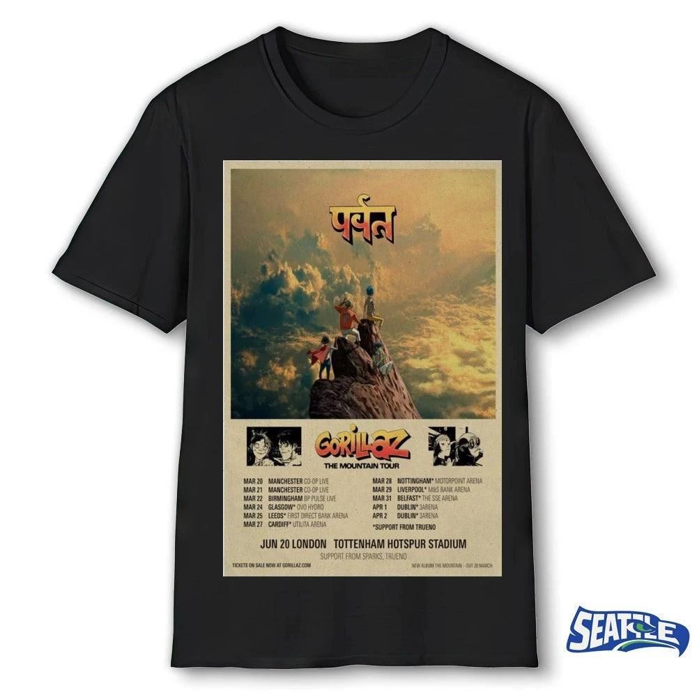 Official Gorillaz The Mountain Tour June 20 2026 Tottenham Hotspur Stadium Poster t-shirt