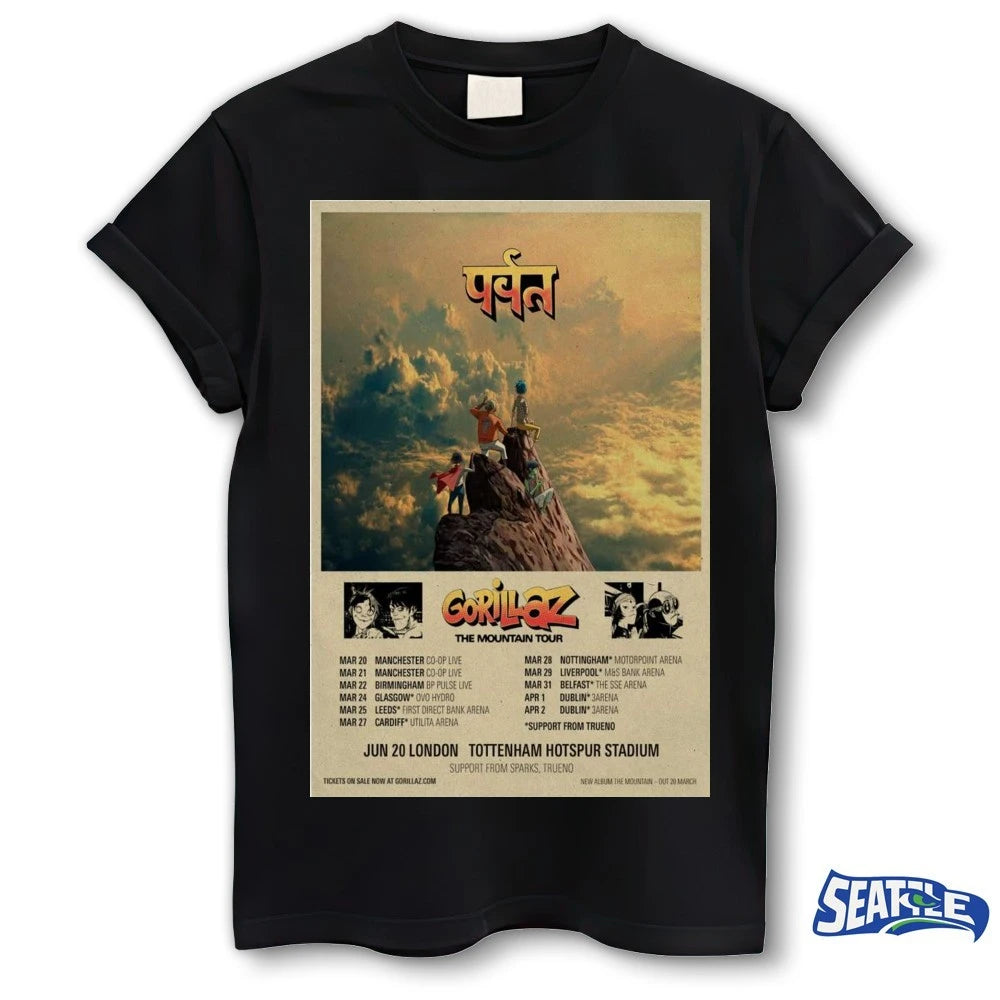 Official Gorillaz The Mountain Tour June 20 2026 Tottenham Hotspur Stadium Poster t-shirt