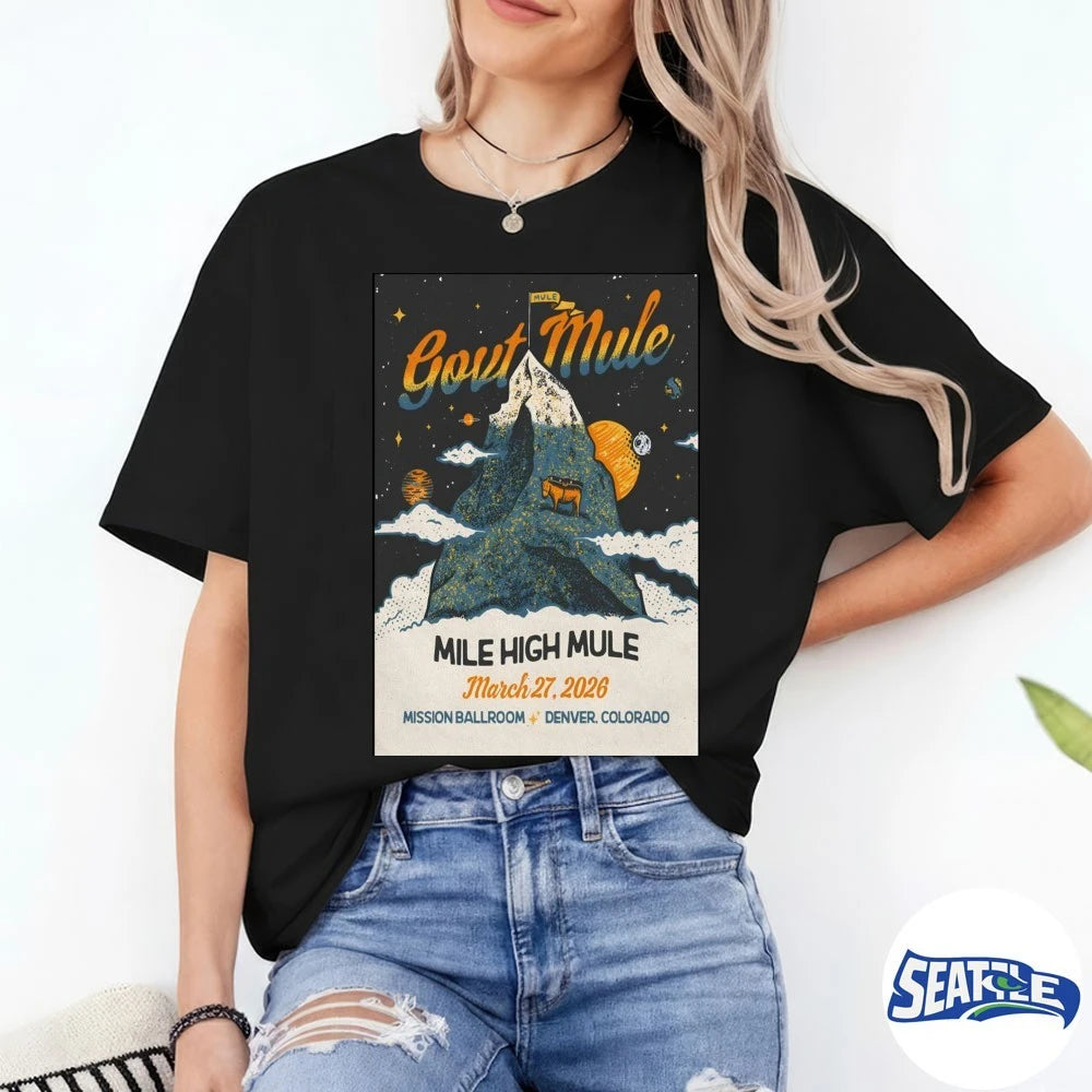 Official Gov’t Mule Mile High Mule Mission Ballroom Denver CO March 27 2026 Poster t-shirt