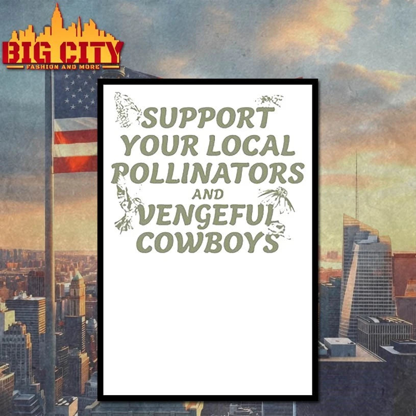 Official Hangman Adam page support your local pollinators and vengeful cowboys T-shirt