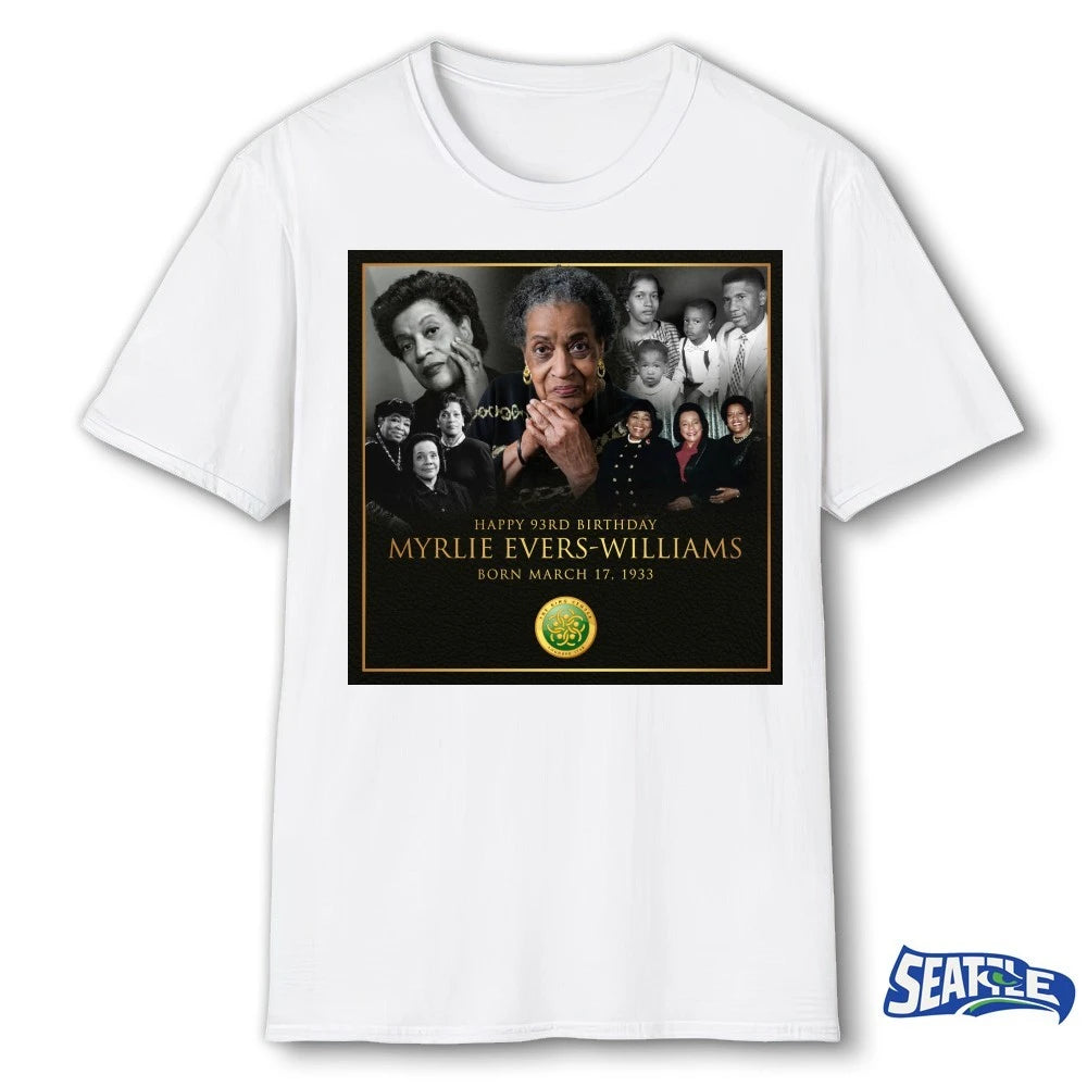 Official Happy 93rd Birthday Myrlie Evers-Williams Born March 17 1933 t-shirt