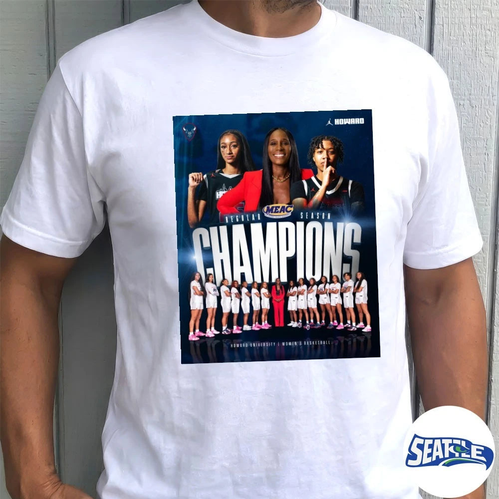 Official Howard Bison Women’s Basketball 2025-26 MEAC Regular Season Champions Poster t-shirt