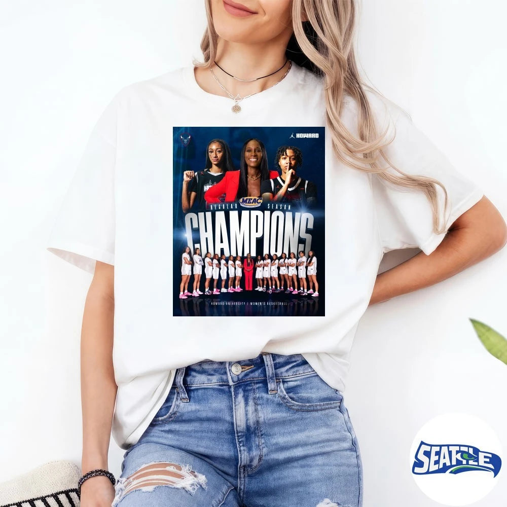 Official Howard Bison Women’s Basketball 2025-26 MEAC Regular Season Champions Poster t-shirt